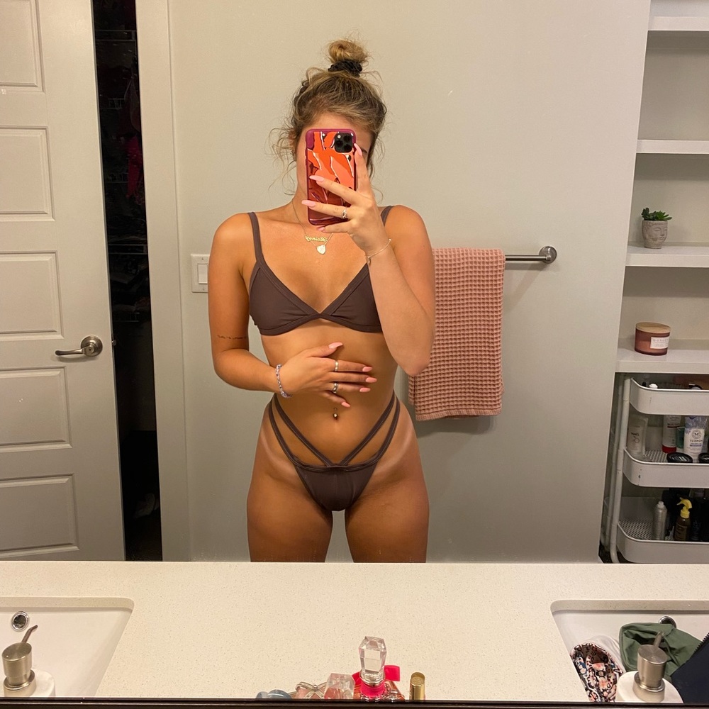 Brown strappy bikini